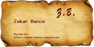 Zakar Bence névjegykártya